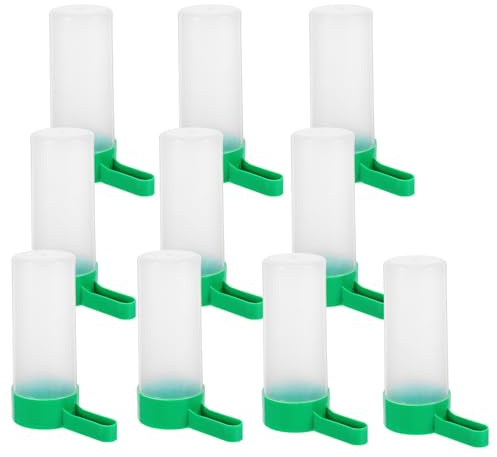 Cabilock Comederos Automáticos Diseño Hueco de Plástico Verde para Loros y Pájaros Pequeños 10 Salida de Agua Pequeña Portátiles para Jardín y Exteriores