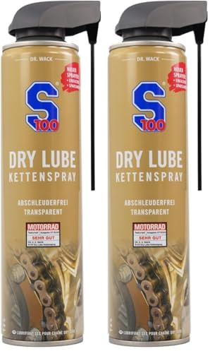 DR. WACK S100 Dry Lube Kettenspray für Motorrad 400 ml - Trocken Kettenschmierstoff - Schutz vor Verschleiß & Korrosion - Kettenschmierung für weniger Reibung - Hochwertige Motorradpflege