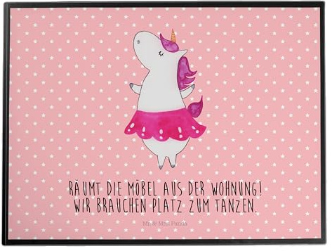 Mr. & Mrs. Panda schreibtischunterlage Einhorn Ballerina - Geschenk, schreibauflage, Wohnung, Unterlage Schreibtisch, bastelunterlage, Einhörner, Geburtstag, Schreibunterlage, Tanzen, Unicorn