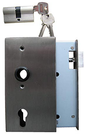 PMC Edelstahl + Stahl Kastenschloss 30 / 40 mm mit Profilzylinder, Schlosskasten (Shlosskasten Edelstahl V2A, V2A 30 mm)