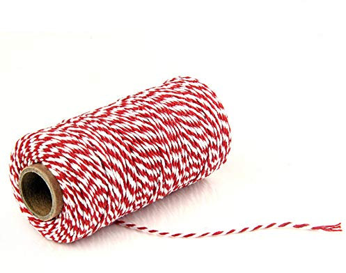 TOKYMOON Baumwollgarn Makramee Garn 2 mm x 100 m Baumwollkordel Strickarbeiten Kettgarn Baumwollschnur für DIY Handwerk Basteln Wand Aufhängung Pflanze Aufhänger Farbe Baumwollgarn (Rot-Weiss)