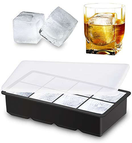 Alinana Ice Cube Tray with Lid, BPA Free Food Grade Ice Cube Moulds for Whiskey, Large Silicone Ice Cube Tray for Cocktails,Whiskey, Juice