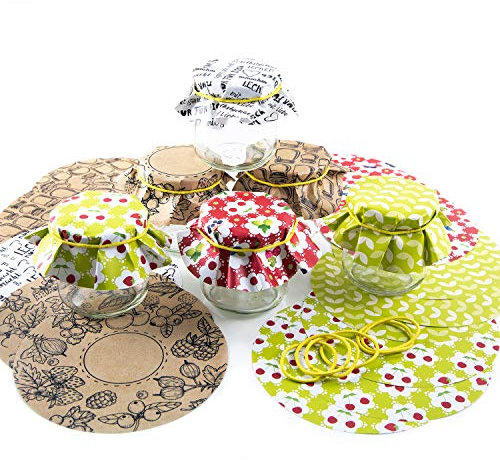 Logbuch-Verlag 6 vasetti per marmellata da 212 ml con 6 x 3 coperchi colorati per marmellate - confezione per marmellate fatte in casa