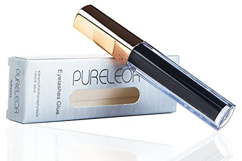PURELEOR Colle à cils noire imperméable professionnelle sans latex pour yeux sensibles forte tenue faux cils adhésif pour bandes de cils séchage rapide 10 ml 10 ml