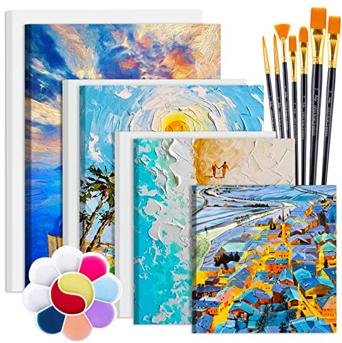 JOYBOY Toile à Peindre Encadrées,7PCS Panneaux DIY oile de Peinture,Toile Peinture,Toile a Peindre,pour Peindre avec Peintures Acryliques,Idéal pour Débutants et Professionnels