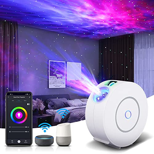 Star Projector, Galaxy Light for Bedroom, Smart APP & Voice Control Nebula Projector, Compatible with Alexa & Google Home, Rotatable and Adjustable Cloud Stars, DIY Scenes, 24H Timer (Green Stars)
