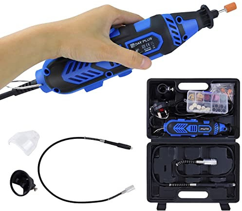 Multiherramienta Eléctrica Rotativa Multilijadora 135 W con 80 Accesorios, 6 Herramientas Giratorias Variables 10000-32000 RPM para Artesanos DIY Corte, Tallado, Taladrado, Pulido