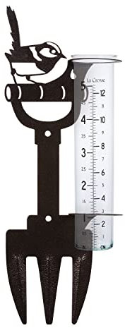 La Crosse 704-98937-INT Pluviomètre de Jardin en métal avec Tube en Verre de 12,7 cm Bronze martelé