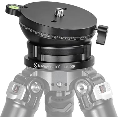 SUNWAYFOTO LB-90R - Base de nivelación panorámica de 360°, cabezal de trípode, capacidad de carga de 25 kg