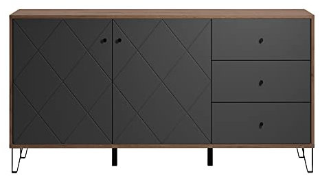 trendteam smart living - Montez - Sideboard - Eiche Kraft Gold/Graphite - 4 Fächer und 3 Schubladen - (BxHxT) 183 x 76 x 40 cm - Soft-Close- und Vollauszug-Funktion - kratzfest