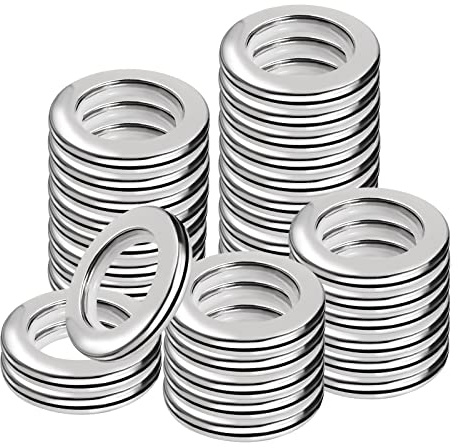 KOSHIFU 32 Pezzi Anelli per Tende in Plastica Rotondi, Occhiello a Basso Rumore, 40 mm, Argento, da Doccia, per Cucire