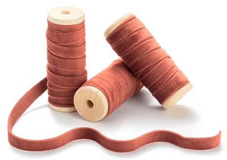 CHUQING Samtband Geschenkband Schleifenband Samt Dekoband Terracotta | Weiches Samtband als Geschenkband und Dekoband für Schleifen, Basteln, Hochzeit, Geburtstag und Verpackungen Weihnachten