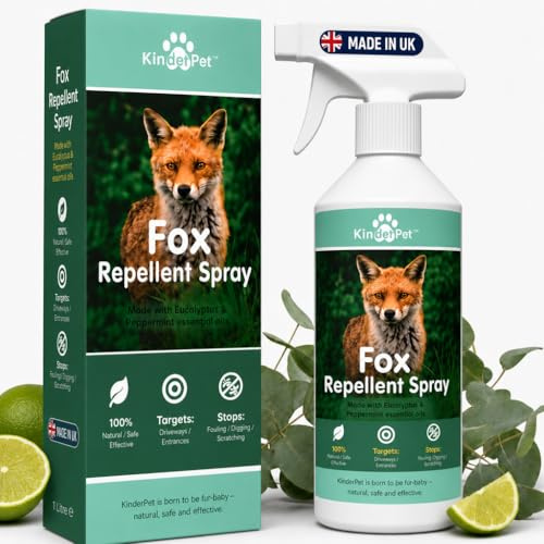 KinderPet® Fox Repellent Anti Fox Fouling Spray Natural Humane Fox Deterrent Stop Foxes in Garden Fouling Digging Scratching Eucalyptus Peppermint 500ml