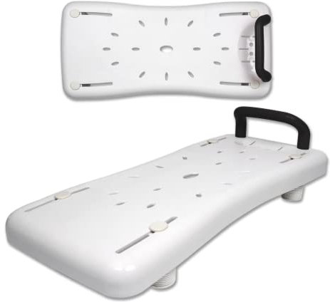 Froadp Sedile Vasca da Bagno Tavoletta da Bagno per Sedersi in Plastica PP 41-63cm Distanza Regolabile Tavola Vasca per Bagno per Adulti Anziani Donne Incinte (70x31x5cm, con Maniglia Nera)