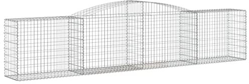 vidaXL 9x Arched Gabion Baskets Cage Mesh Wire Stone Basket Outdoor Spiral Retaining Wall Planter Garden 400x50x80/100 cm Galvanised Iron