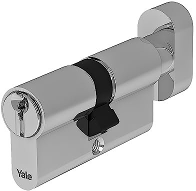 Yale Cilindro Europeo di sicurezza standard con pomolo per serratura YC054KD303503N1 Nichelato, 30/35mm, 3 Chiavi Verticali