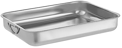 FLOVIA COOK BY NATURE Auflaufform 35cm, Backform Edelstahl Rechteckig Ofenform mit Haltegriffen Rechteckiges Backblech Gesund und leicht zu reinigen