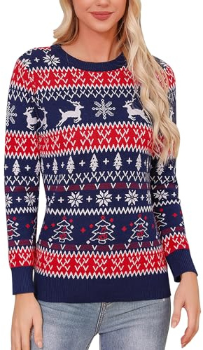 Gyabnw Pull de Noël Famille Nouveauté Pullover Tricoté Unisexe Classique Retro Noël Sweater Pull Noël Chaud pour Couples Femme Homme Filles garçons