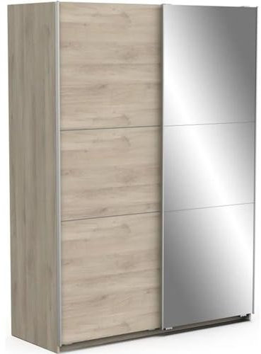 Demeyere Porta Scorrevole con Specchio e Armadio Moderno, Colore Rovere Kronberg e Finiture in Metallo, 148 x 59.9 x 203 cm, Legno Ingegnerizzato
