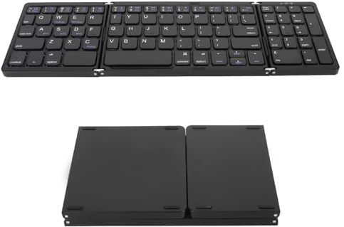 Tastiera Bluetooth B089, Tastiera Digitale Bluetooth 5.1 Pieghevole Portatile con Tasti a Forbice per iOS per Windows per Smartphone Android, Tablet, Laptop (Nero)