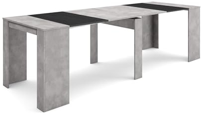 Skraut Home | Table Console Extensible | Console Meuble | 260 | pour 12 Personnes | Table à Manger | Style Moderne | Ciment