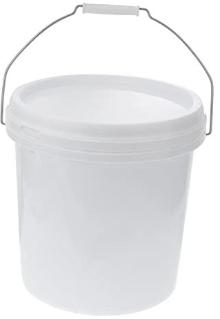 Healvian Seau en Plastique avec Couvercle 10L Poignée Ergonomique Blanc Récipient de Stockage Alimentaire Seau Ménager Usage Domestique Camping Pêche Jardinage Peinture Compact et Robuste