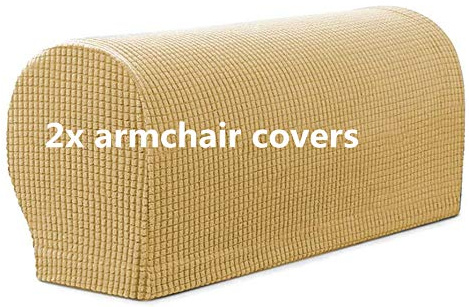 Skybook Armchair cover, Set of 2 non-slip armchair, sofa armrest protector, for furniture protector (Beige Yellow)