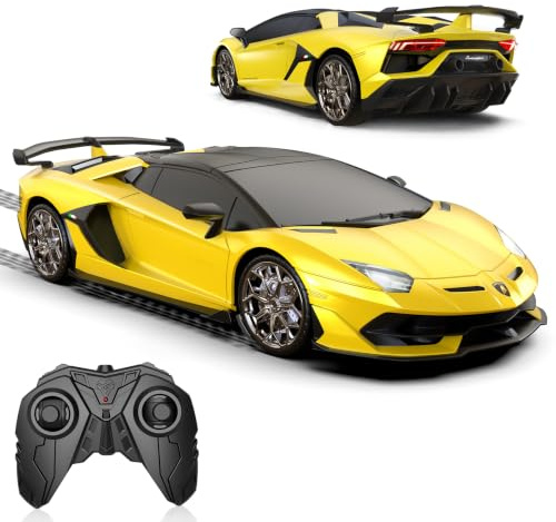 AEROQUEST Voiture télécommandée pour Lamborghini, sous licence officielle Lambo Hobby Rc Cars avec phare, voiture de course 2,4 GHz pour garçon et fille de 4 à 12 ans, 12 km/h, cadeau d'anniversaire