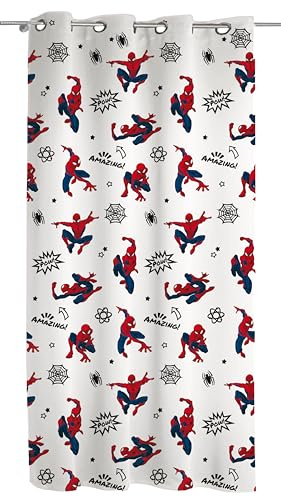 Spiderman - Cortina de Gasa con Anillas, Cortina para habitación Infantil, 140 x 290 cm, Producto Oficial, (Panel Individual)