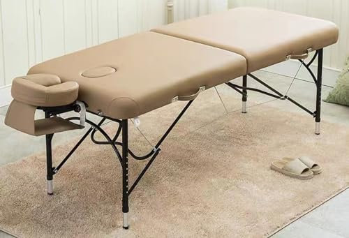 WQZStar Massageliege, professionelles tragbares Wimpernbett, 2 klappbare, leichte Massagebetten, Aluminiumrahmen, höhenverstellbar, Gesichtswiege (rot) (beige)
