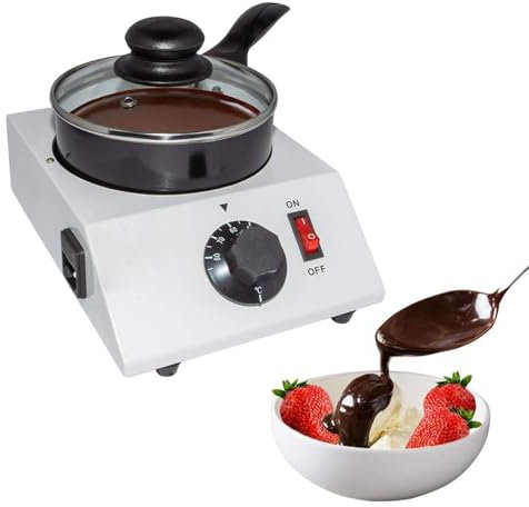 Chocolate Melting Pot Electric Chocolate Fondue,Single Pot 30‑85℃ Manual Control 1kg Anti Stick Aluminum Chocolate Melter Pot for Coffee Butter Wine Cream Milk(UK Plug)