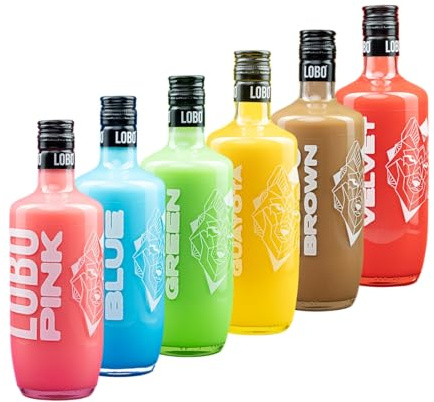 Ser Lobo - Pack Mix 6 Sabores | Licor crema con carácter libre, salvaje y arriesgado I Incluye Lobo Pink, Lobo Blue, Lobo Green, Lobo Guayota, Lobo Brown y Lobo Velvet | 15% I 0,7 L
