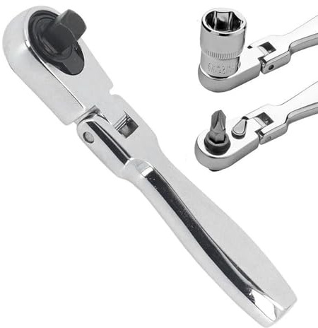 Gasea 1/4 Mini Ratchet Spanner 2 in 1 Ratchet 72 Teeth Socket Wrench | 180° Rotating Flex Head Quick Release Ratchet Wrench Torques Socket Spanner Wrench for Car & Bike Repair