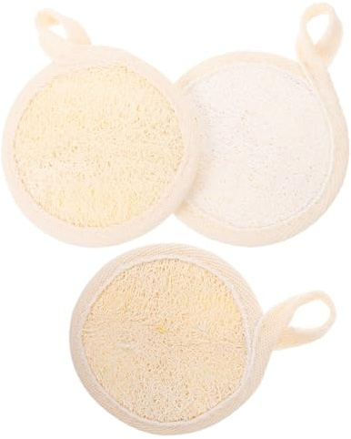 NOLITOY 3piezas Esponja De Lufa Natural De Disco De Limpieza De Algodón y Lino Para Hombres y Mujeres Para Baño y Cuidado