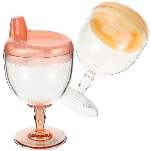 ifundom 2Pcs Baby Sippy Cup Goblet Plastik Weinglas Sippy Tasse Mit Deckelgetränk Becher Milchflaschen Für Geburtstagsfeier