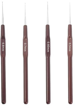 4 PCS Ergonomische Häkelnadel Set (0,5 mm bis 0,8 mm) - Leicht, Rostfrei, Ideal für Anfänger und Profis