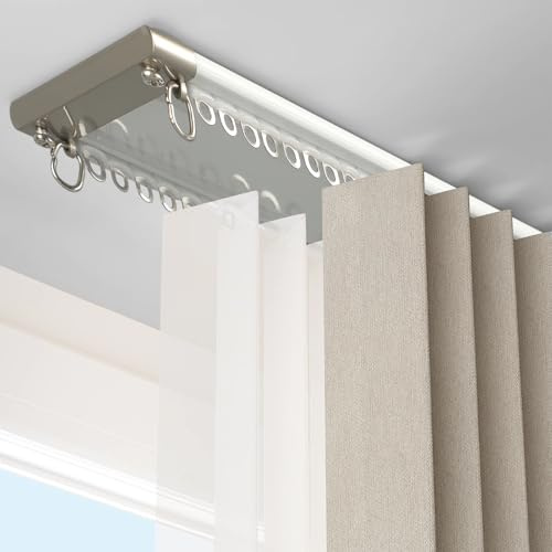 Double Curtain Track, Aluminum Curtain Rail Track Ceiling Mount Curtains Slider Double Row Curtain Tracks System for Bedroom, Living Room