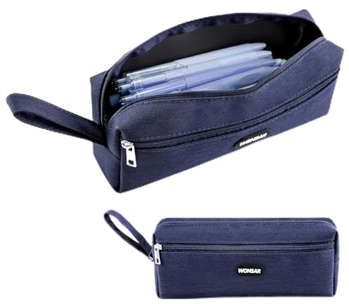 WONSAR Astuccio Portamatite, Astuccio Semplice e Compatto per Ragazze, Ragazzi, Adolescenti, Adulti, Studenti, Astuccio Matite Portatile per Scuola, Ufficio, Viaggio(Nero)