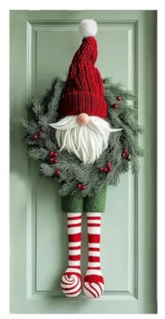 Weihnachtsdeko Tür, Weihnachten Tür Abdeckung Dekoration, Zwerg Hängen Banner Hintergrund Weihnachtsdeko Outdoor Weihnachtsbanner Weihnachten Türdeko Deko (D, 180x90cm)
