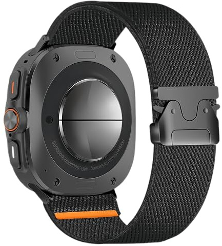 Compatible with Samsung Galaxy Watch Ultra 47mm/Ultra 2 Band, Elastiskt nylon sportband med fallskärmshäftes, Justerbart stretchband för män, Svart
