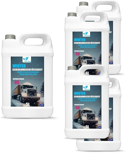 Winter Scheibenfrostschutz bis -80°C 25L/5x5 liter - Frostschutz Scheibenwaschanlage fertig gemischt - Klarsicht Scheibenreiniger für Auto entfernt Salz und Schmutz