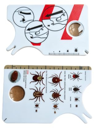 2 Pack Tick Remover Tools for Dogs,Magnifying Removal Card and Tool Set