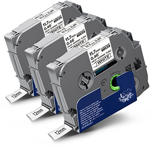 3x Labelwell 11,7mm Schrumpfschlauch kompatibel Brother P-touch Bänder für Brother HSe-231 HSe231 HS-231 Schwarz auf Weiß Kabelbeschriftung für Brother PT-H100LB H107B PTD400 D210 1000 H105 E100 H300