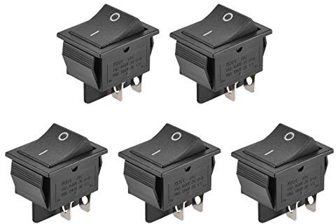 sourcing map 5 Stk. Bootform 4-Polig Wippschalter Kippschalter EIN/AUS AC 250V/16A 125V/20A Schwarz