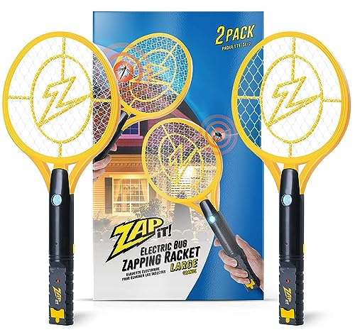 ZAP IT! Bug Zapper - Raqueta recargable con atrayente de luz azul, 4.000 voltios, cable de carga USB