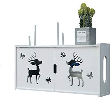 MNBVH Wand Router Aufbewahrungsbox Weiß WLAN Box Router Regal TV Kabel Verstecken Box Router Kabel Cable Organizer Box WiFi Router Storage Box B