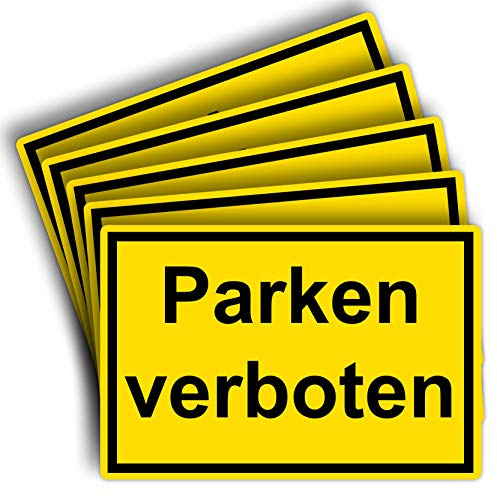 STROBO 5 Stück Parken verboten Hinweisschild | Stabile 3mm Hartschaumplatte als 30x20cm Schild mit UV-Schutz für den Außenbereich