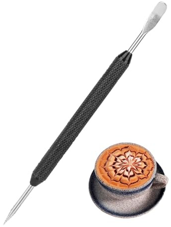 Latte Art Pen, Penna per caffè in acciaio inossidabile Latte Pull Flower Needle Cappuccino Espresso Coffee Decorating Latte Art Pen Fancy Cafe Tool(Nero)