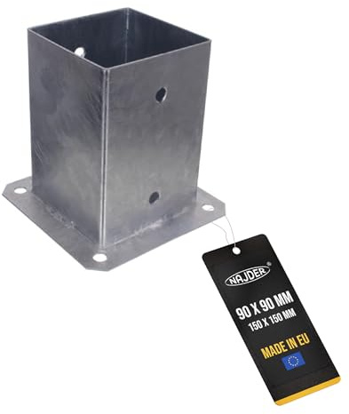 NAJDER Aufschraubhülse Pfostenträger 90 x 90 mm Feuerverzinkung Bodenplatte Anker (90 x 90 mm)
