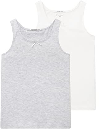 TOM TAILOR Mädchen Kinder Tanktops im Dreierpack 1034770, Weiß, 116-122